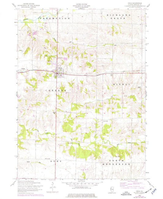 Classic USGS Viola Illinois 7.5'x7.5' Topo Map Image