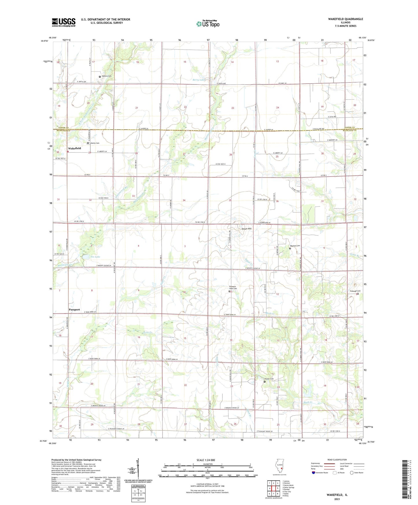 Wakefield Illinois US Topo Map Image