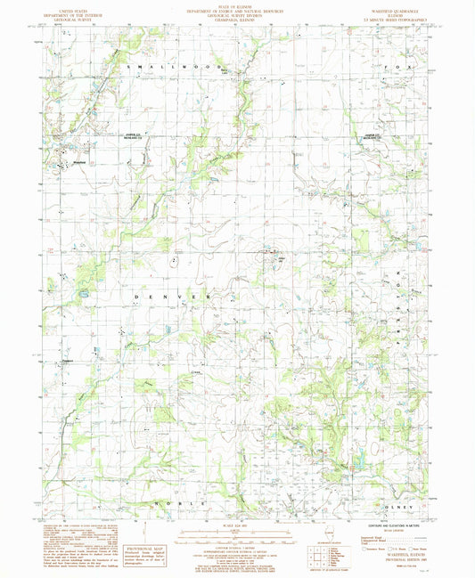 Classic USGS Wakefield Illinois 7.5'x7.5' Topo Map Image