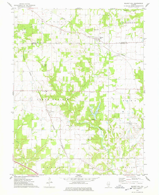 Classic USGS Walnut Hill Illinois 7.5'x7.5' Topo Map Image