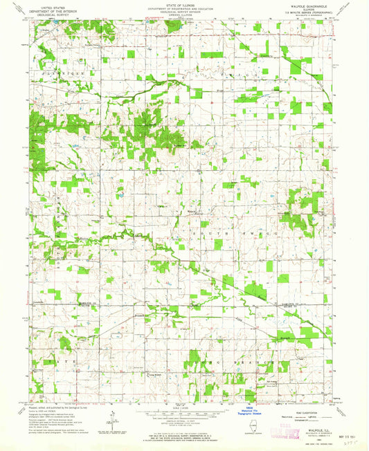 Classic USGS Walpole Illinois 7.5'x7.5' Topo Map Image