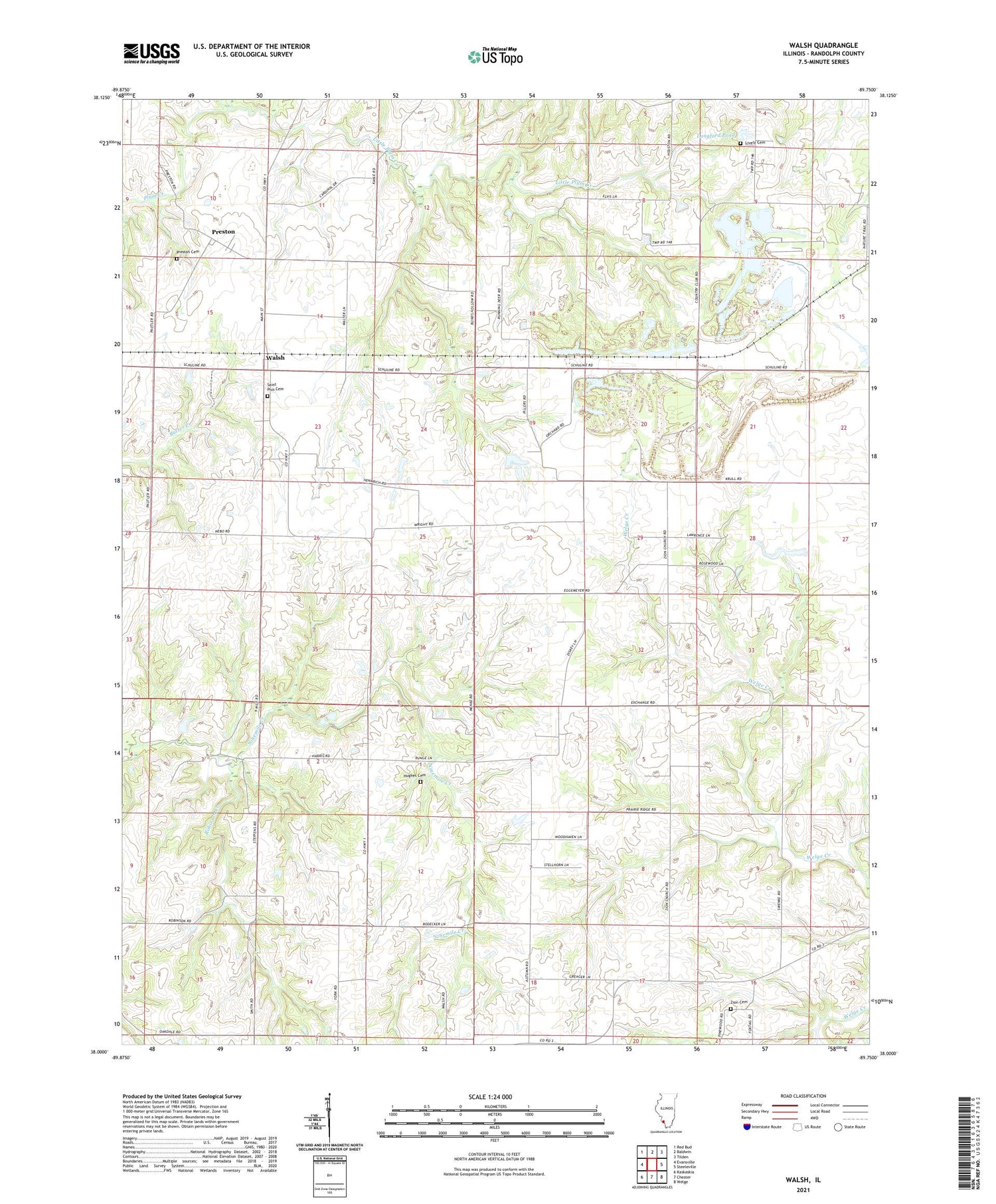 Walsh Illinois US Topo Map Image