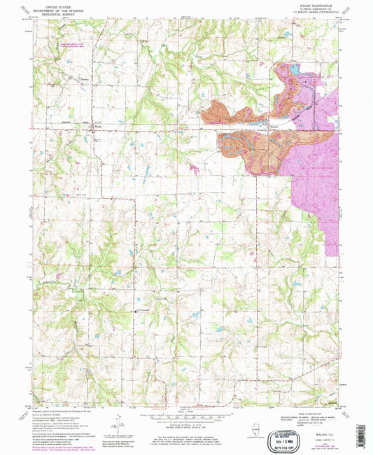 Classic USGS Walsh Illinois 7.5'x7.5' Topo Map Image