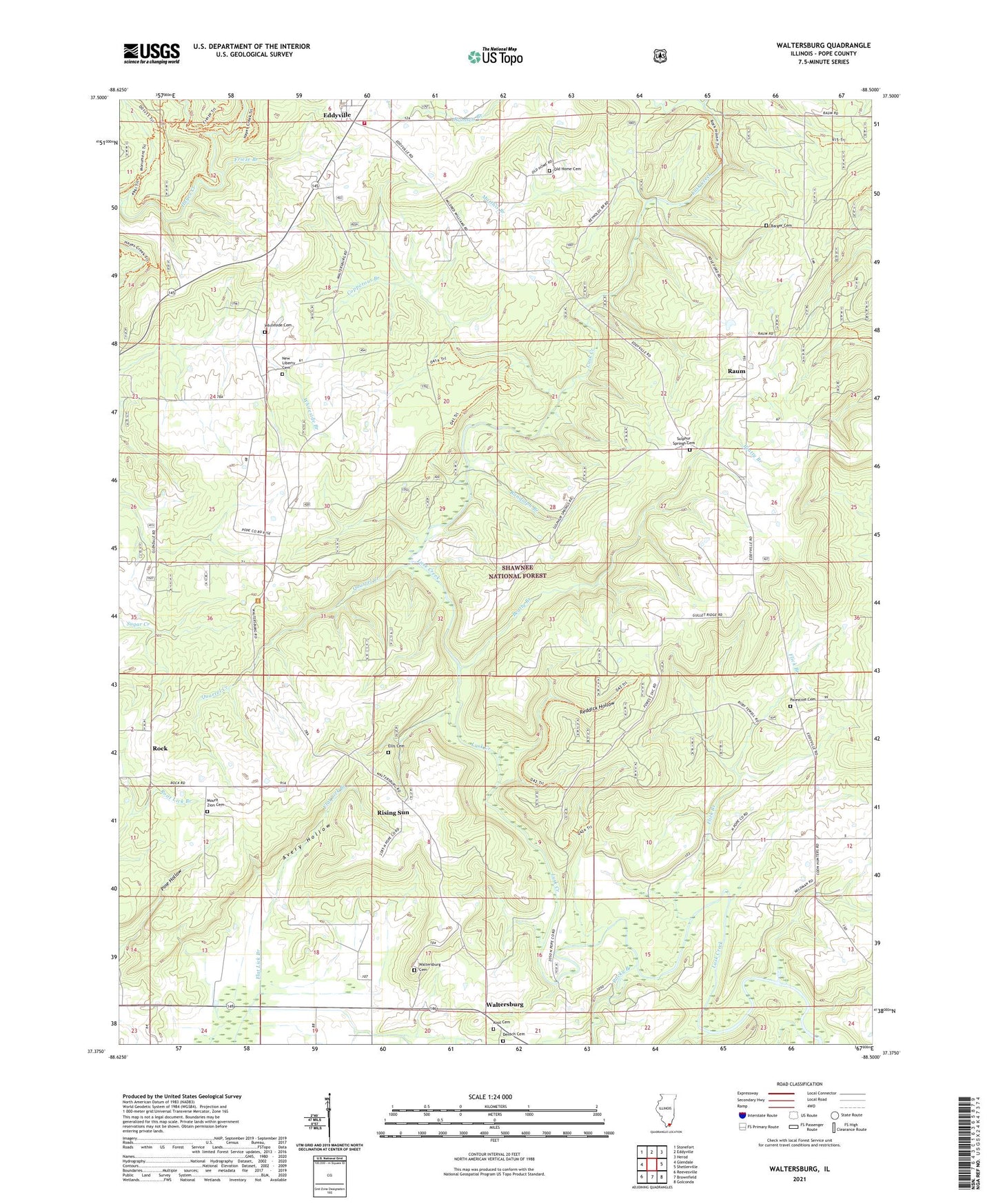 Waltersburg Illinois US Topo Map Image