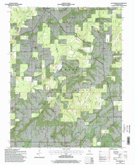 Classic USGS Waltersburg Illinois 7.5'x7.5' Topo Map Image