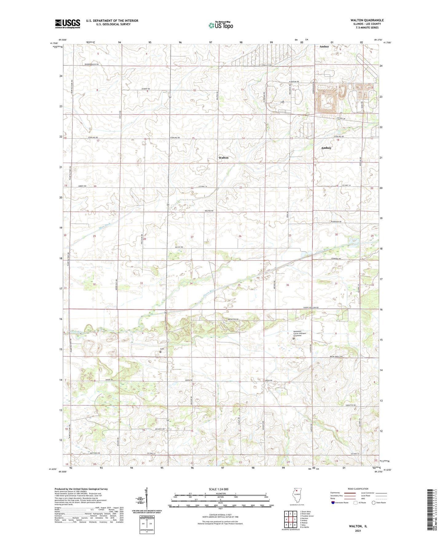 Walton Illinois US Topo Map Image