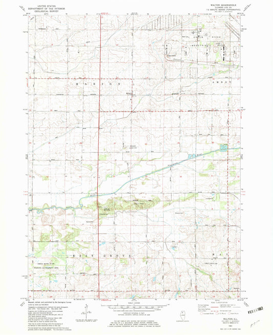 Classic USGS Walton Illinois 7.5'x7.5' Topo Map Image