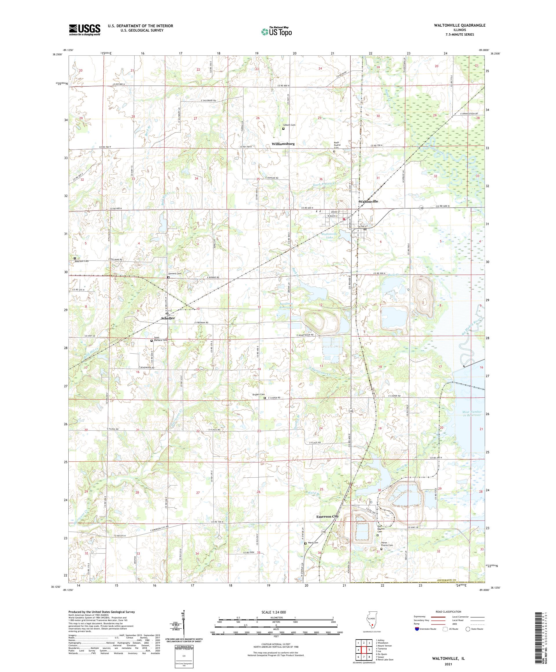 Waltonville Illinois US Topo Map – MyTopo Map Store