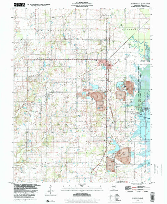 Classic USGS Waltonville Illinois 7.5'x7.5' Topo Map Image