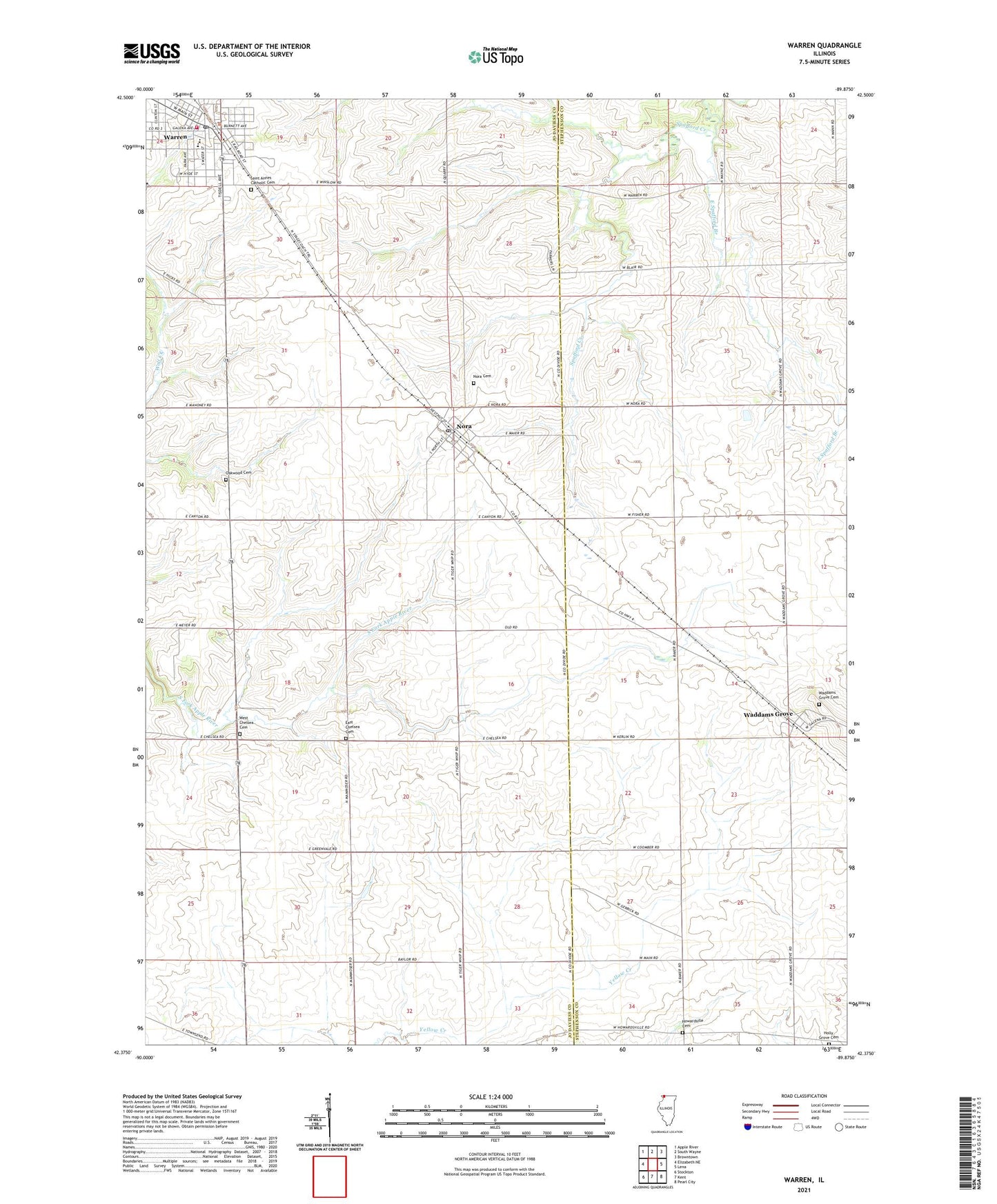 Warren Illinois US Topo Map Image