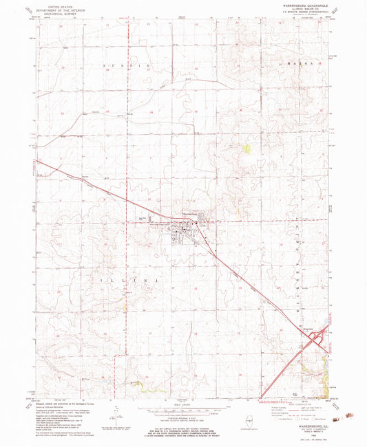 Classic USGS Warrensburg Illinois 7.5'x7.5' Topo Map Image
