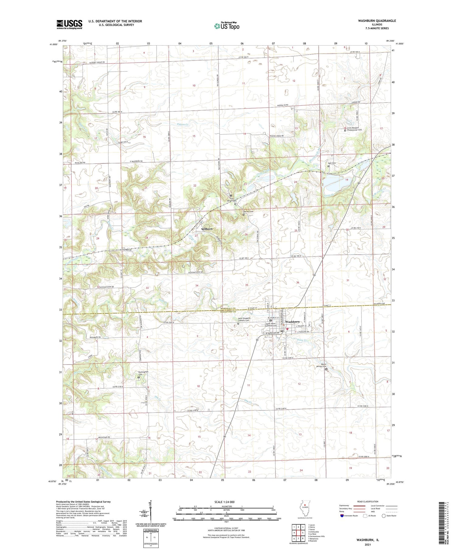 Washburn Illinois US Topo Map Image