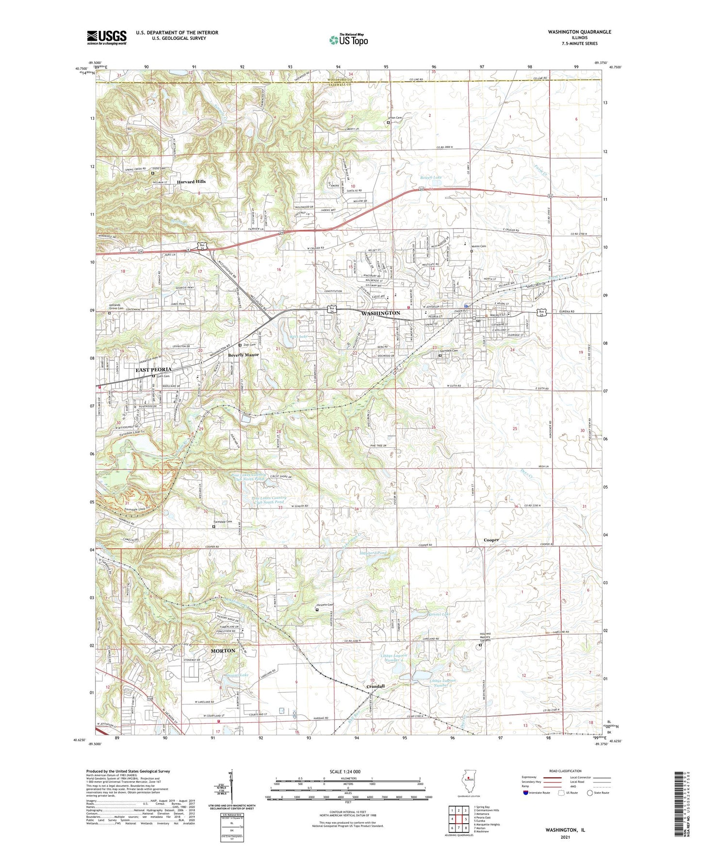 Washington Illinois US Topo Map Image