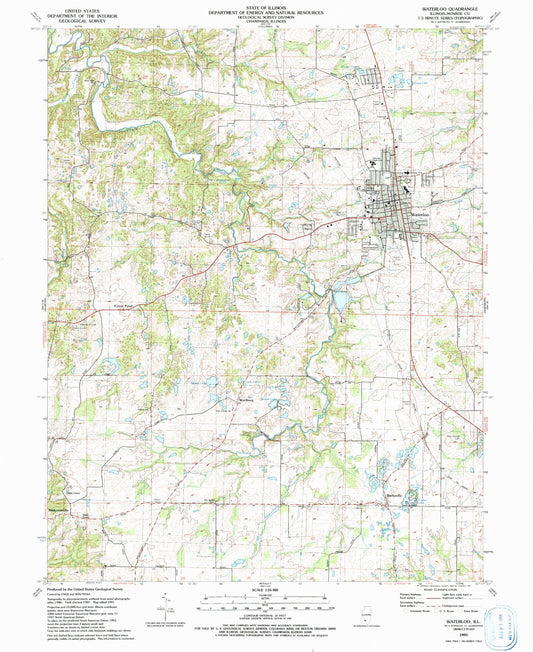 Classic USGS Waterloo Illinois 7.5'x7.5' Topo Map Image