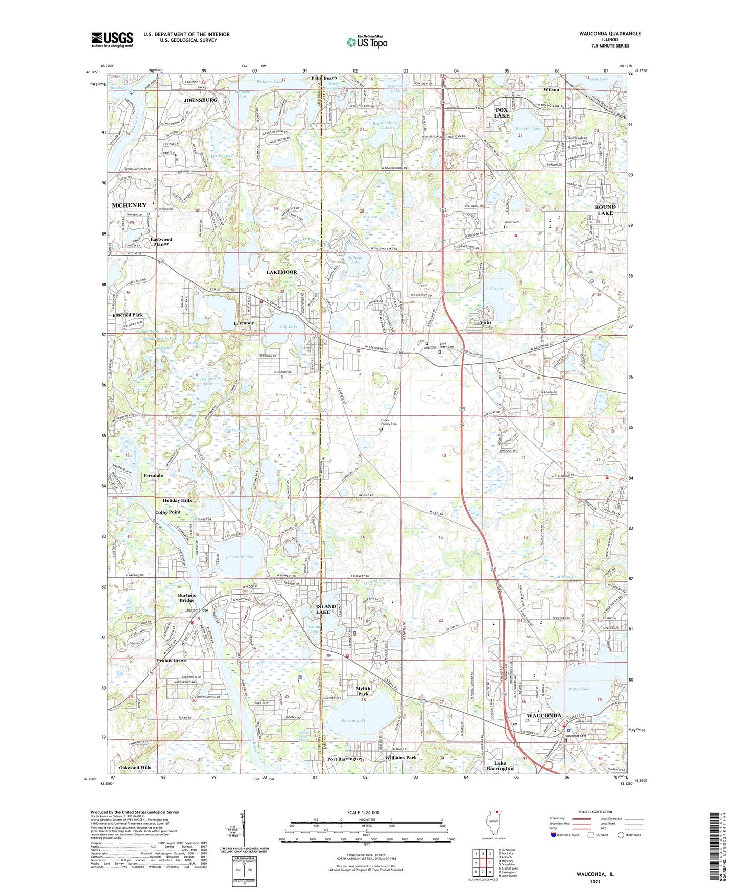 Wauconda Illinois US Topo Map Image
