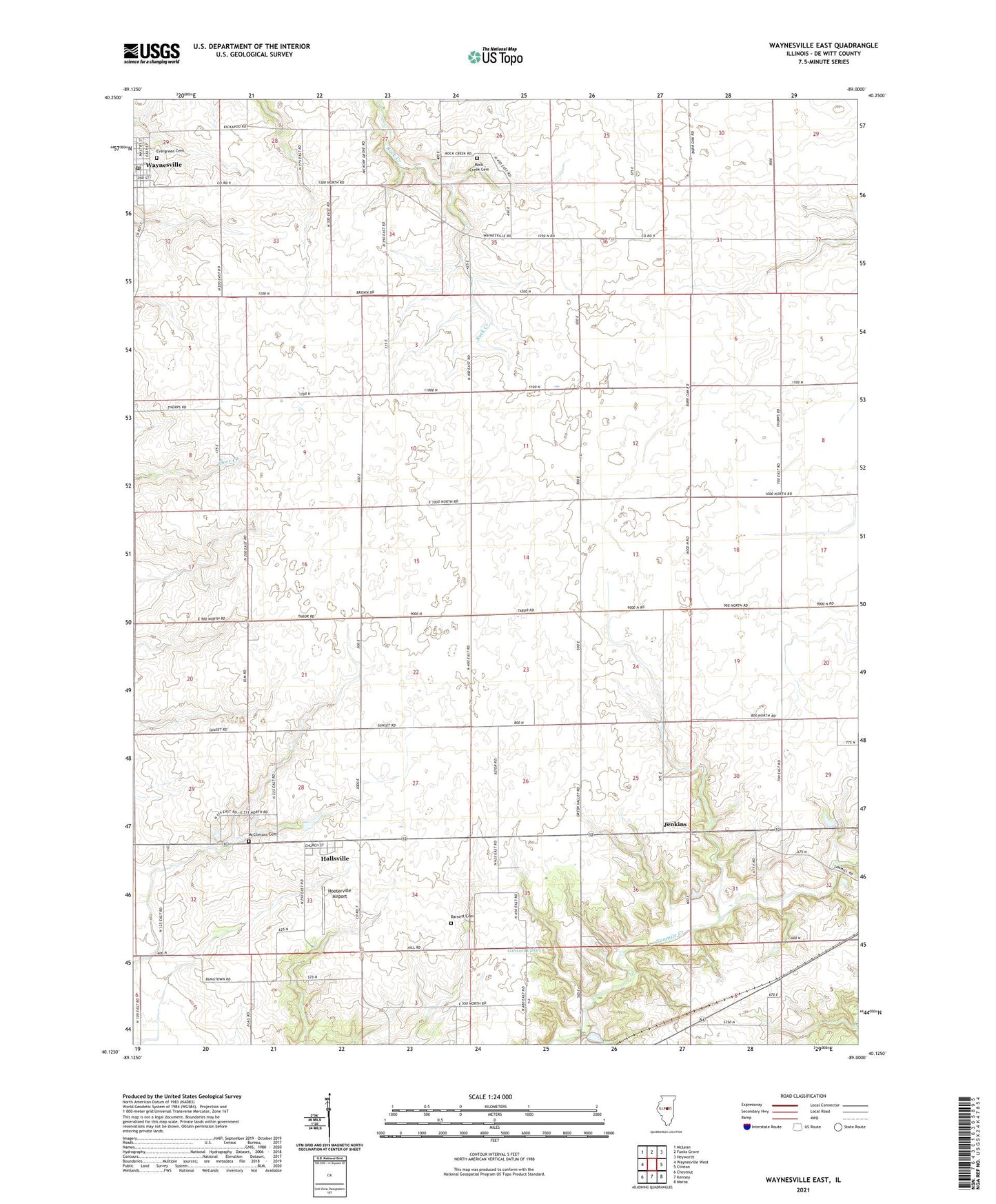 Waynesville East Illinois US Topo Map Image