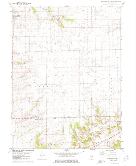 Classic USGS Waynesville East Illinois 7.5'x7.5' Topo Map Image