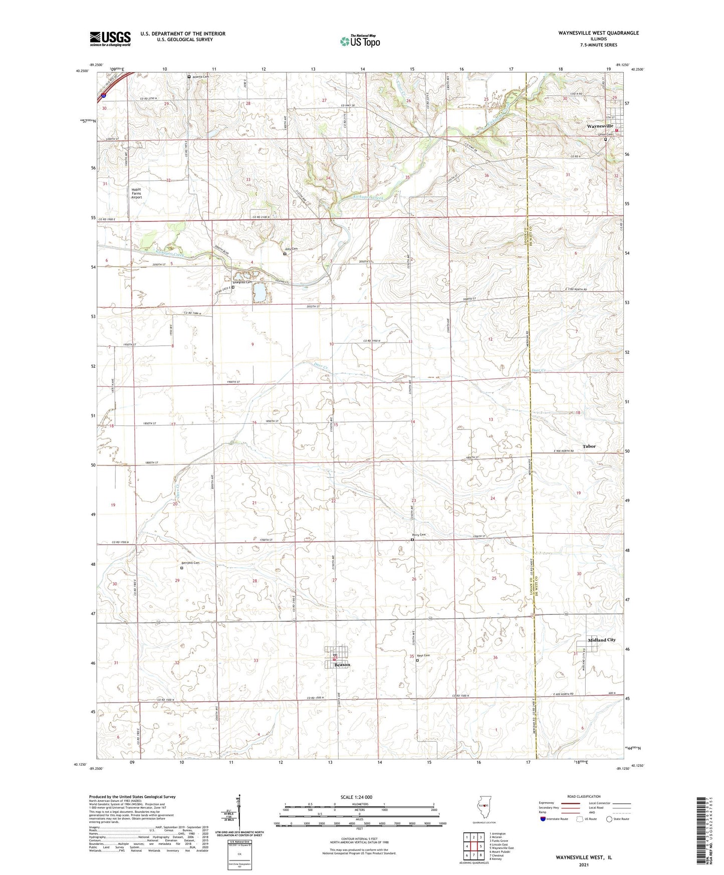 Waynesville West Illinois US Topo Map Image