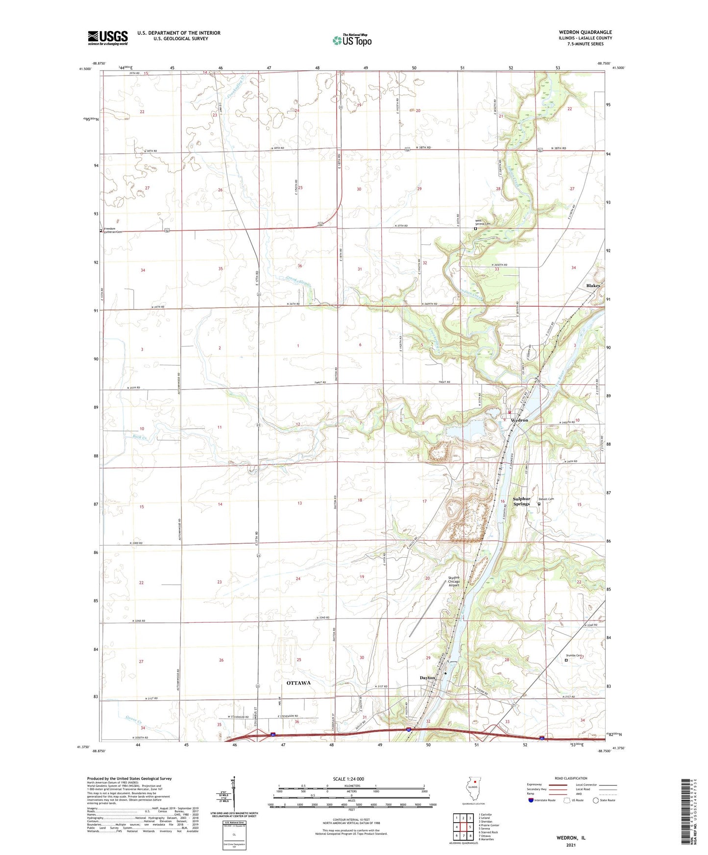 Wedron Illinois US Topo Map Image