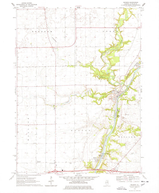 Classic USGS Wedron Illinois 7.5'x7.5' Topo Map Image
