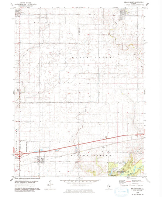 Classic USGS Weldon East Illinois 7.5'x7.5' Topo Map Image