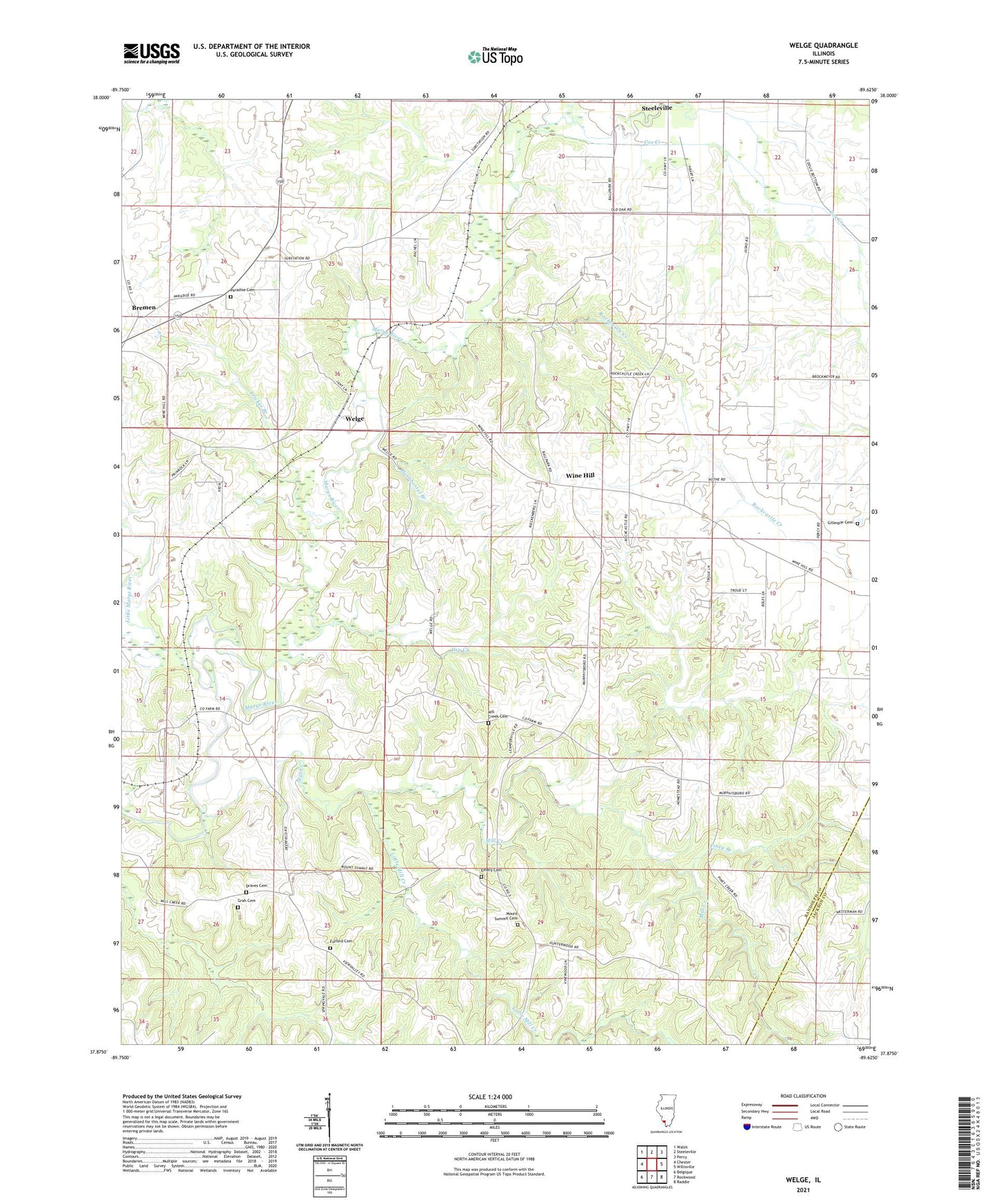 Welge Illinois US Topo Map Image