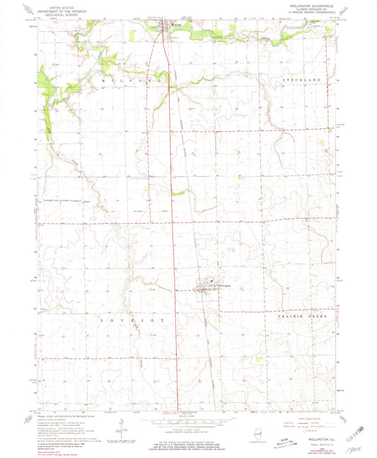 Classic USGS Wellington Illinois 7.5'x7.5' Topo Map Image