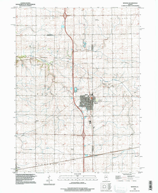 Classic USGS Wenona Illinois 7.5'x7.5' Topo Map Image