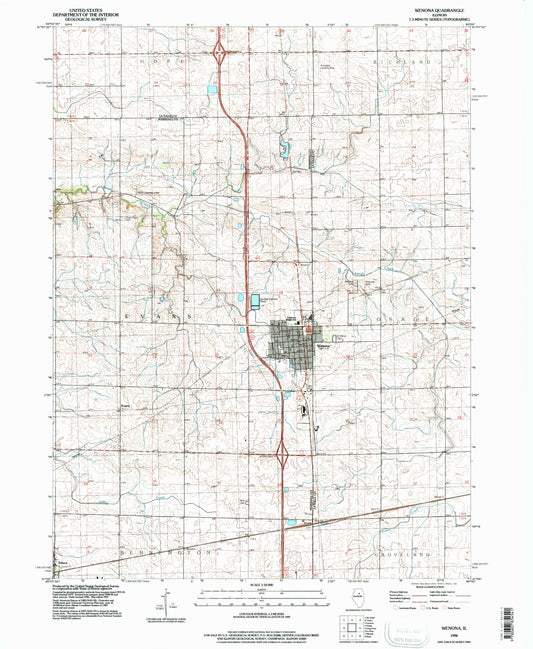 Classic USGS Wenona Illinois 7.5'x7.5' Topo Map Image