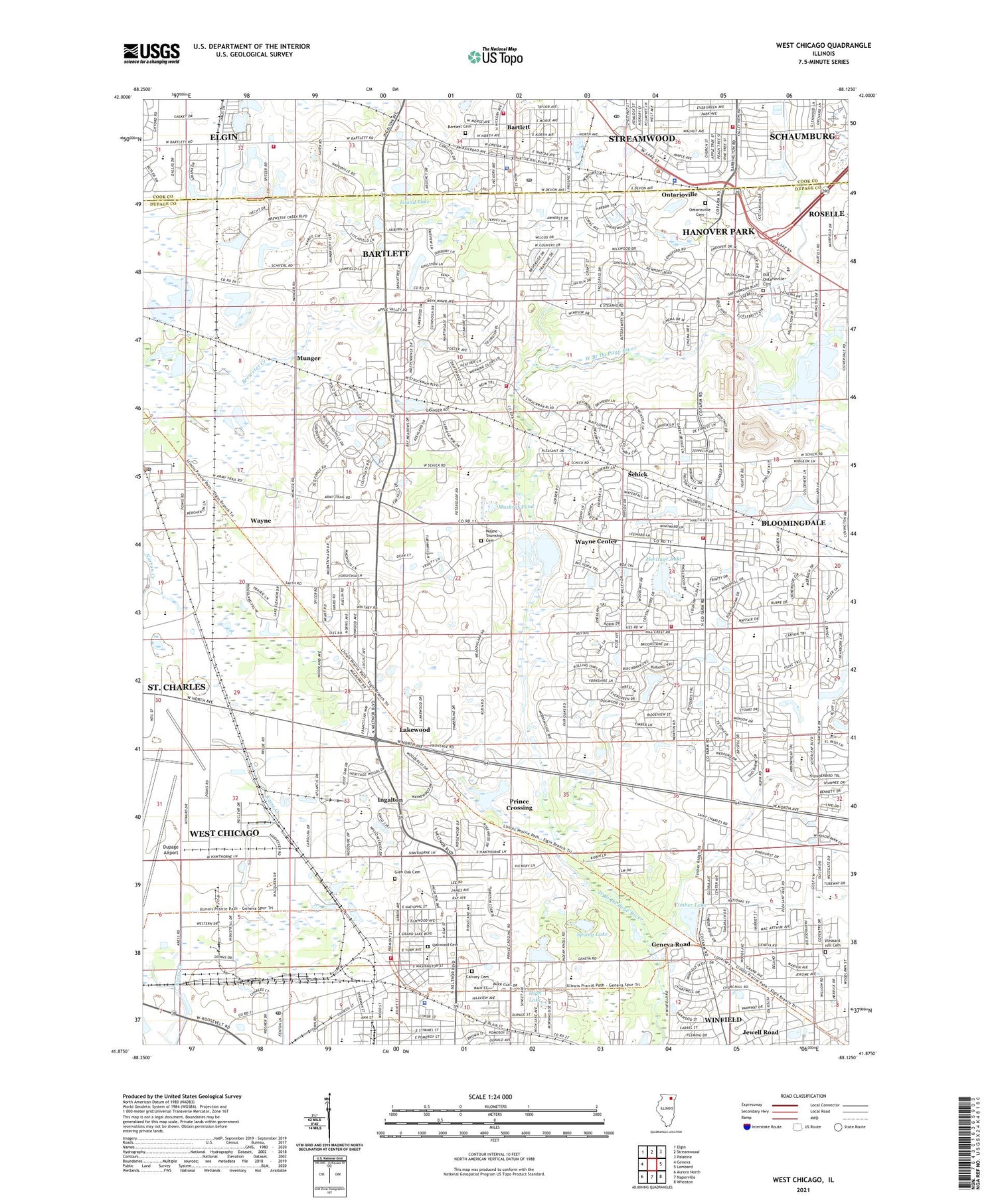 West Chicago Illinois US Topo Map Image