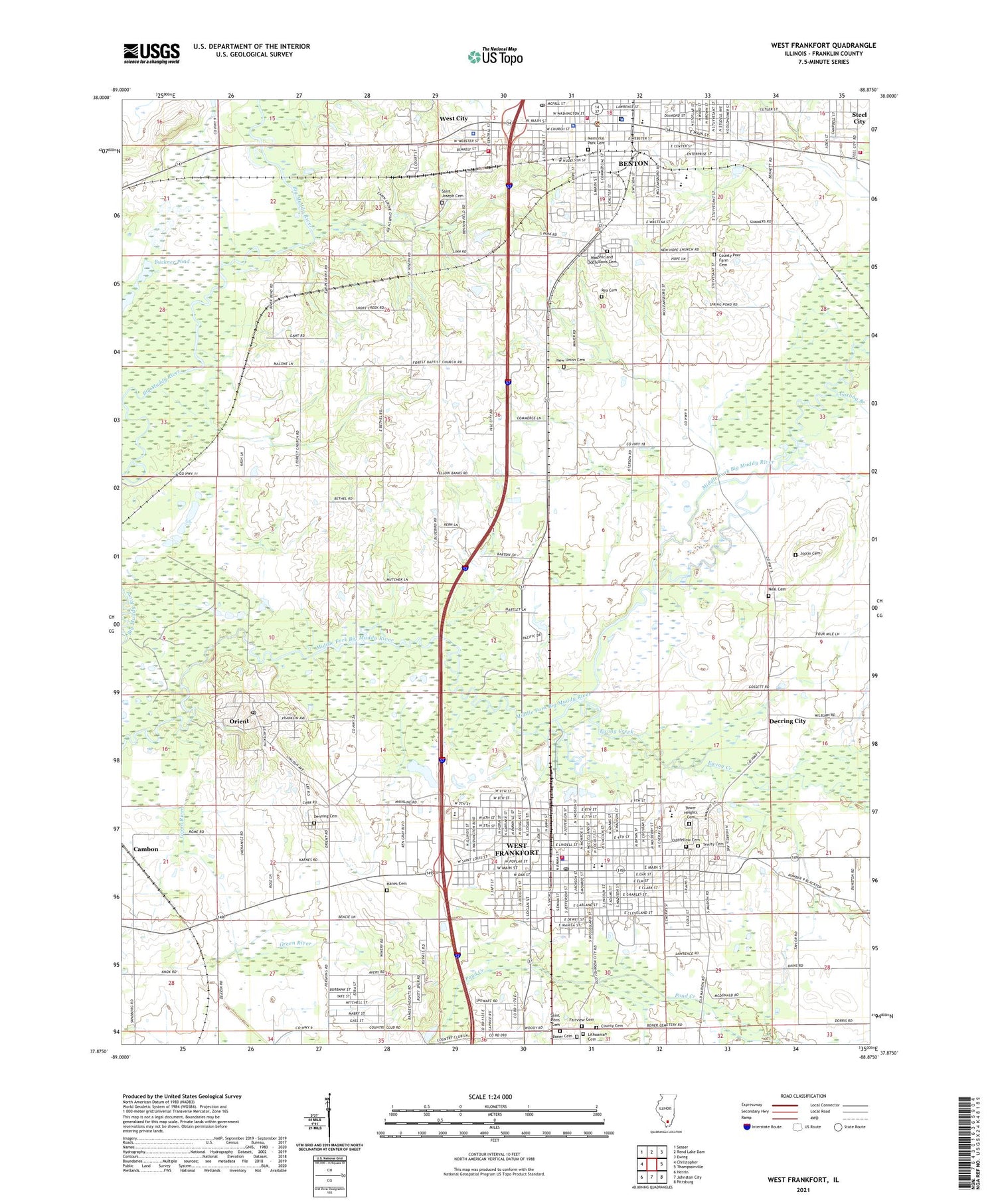 West Frankfort Illinois US Topo Map Image