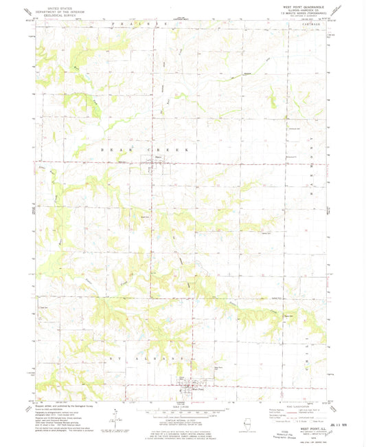 Classic USGS West Point Illinois 7.5'x7.5' Topo Map Image