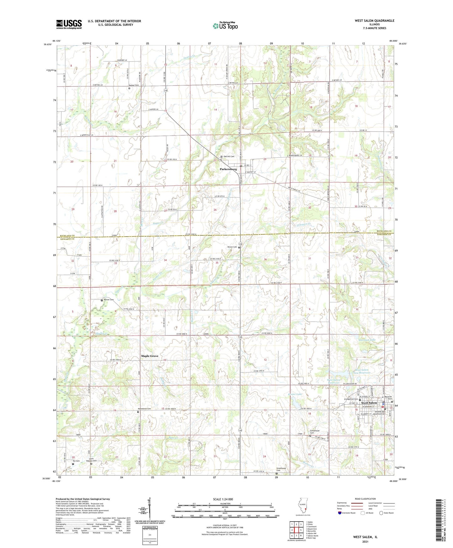 West Salem Illinois US Topo Map Image