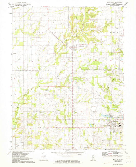 Classic USGS West Salem Illinois 7.5'x7.5' Topo Map Image