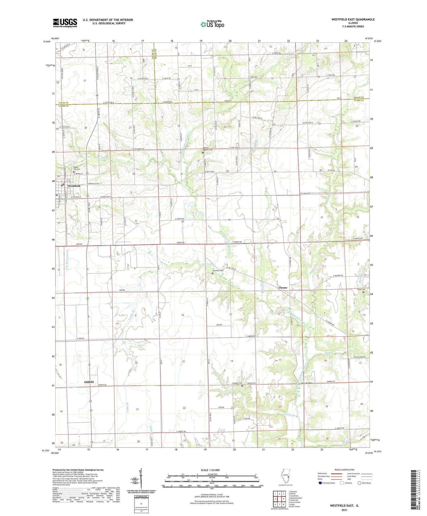 Westfield East Illinois US Topo Map Image