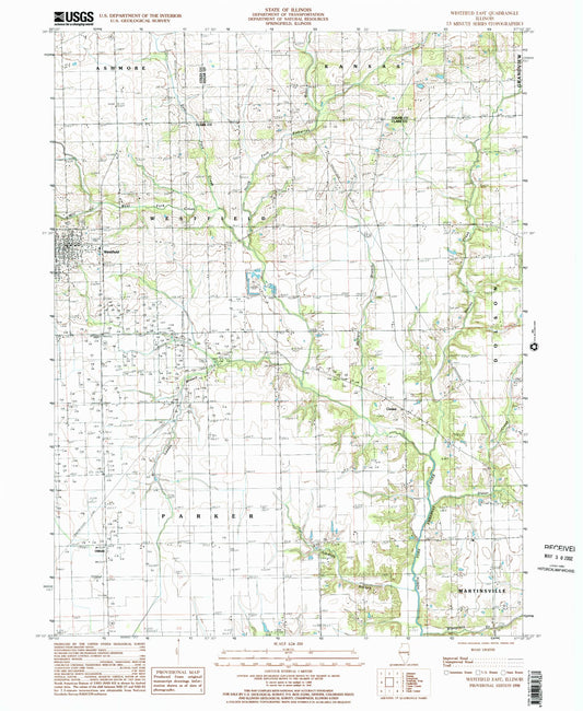 Classic USGS Westfield East Illinois 7.5'x7.5' Topo Map Image