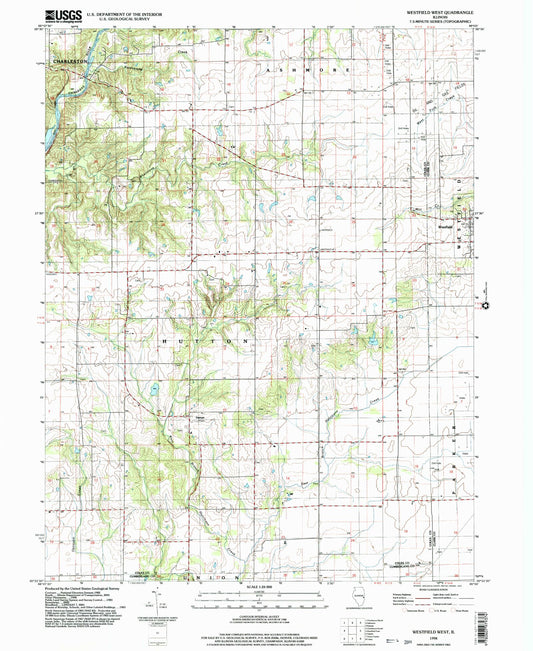 Classic USGS Westfield West Illinois 7.5'x7.5' Topo Map Image