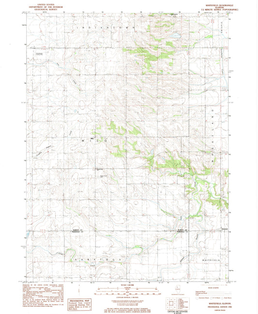Classic USGS Whitefield Illinois 7.5'x7.5' Topo Map Image