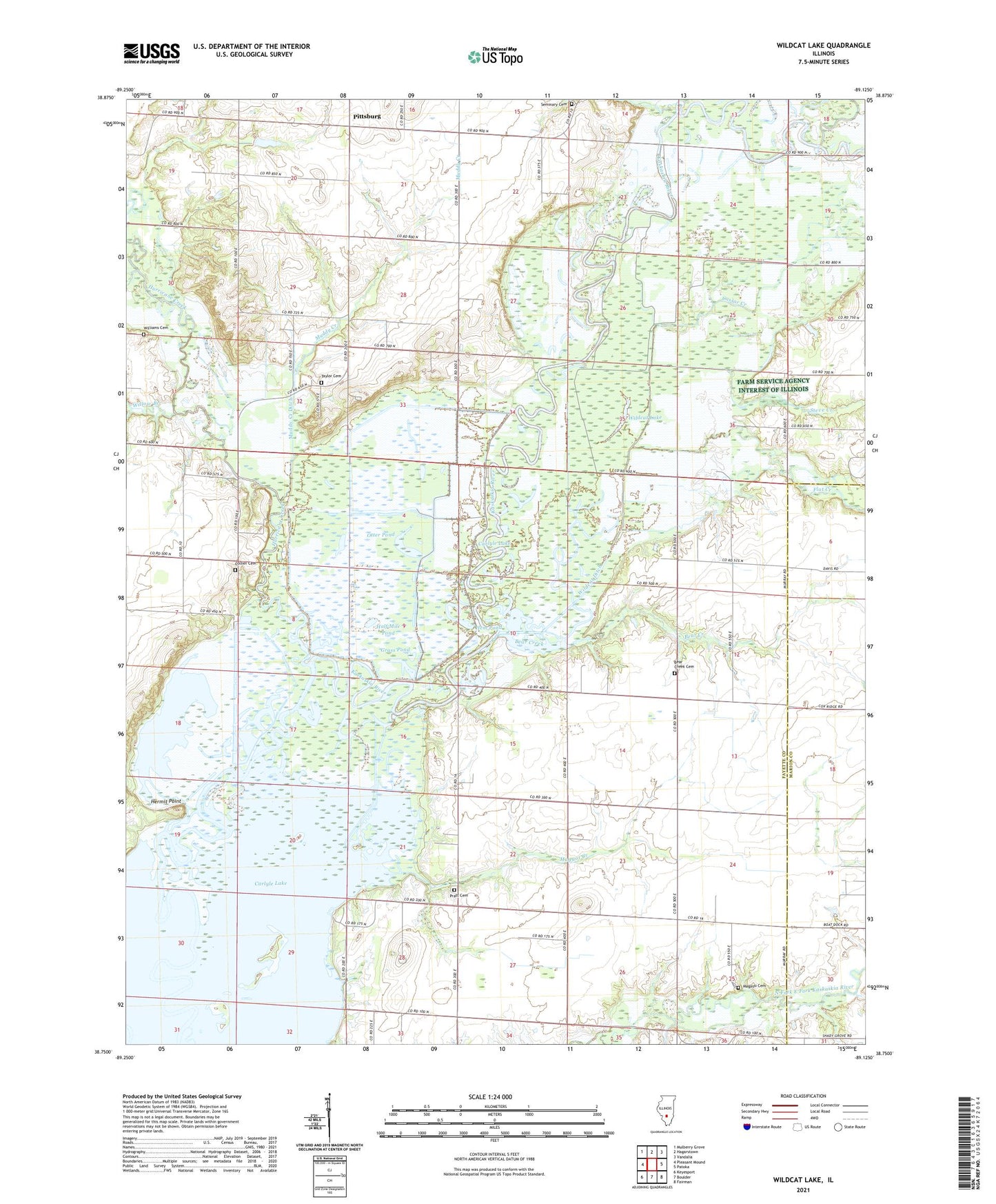 Wildcat Lake Illinois US Topo Map Image