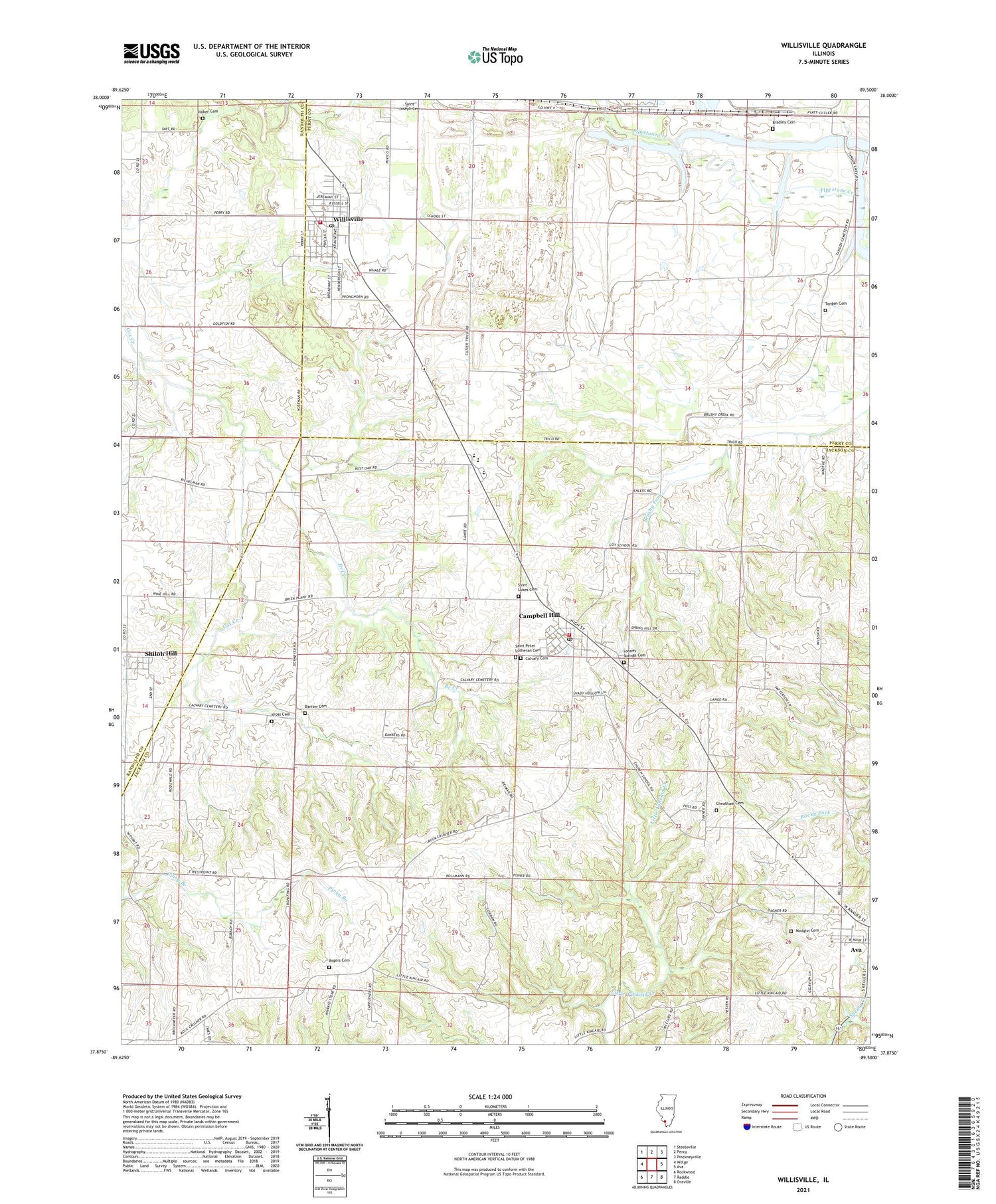 Willisville Illinois US Topo Map Image