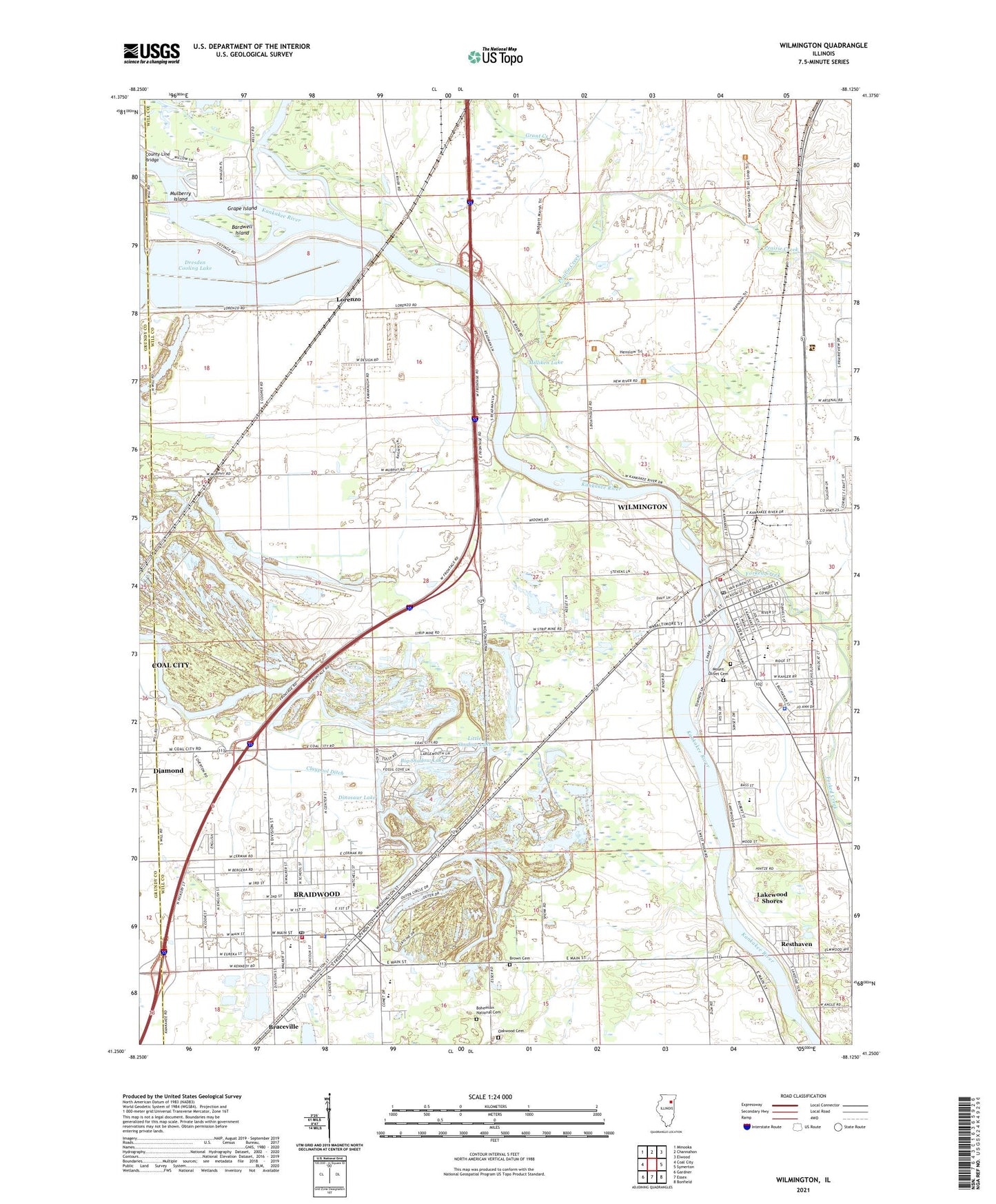 Wilmington Illinois US Topo Map Image