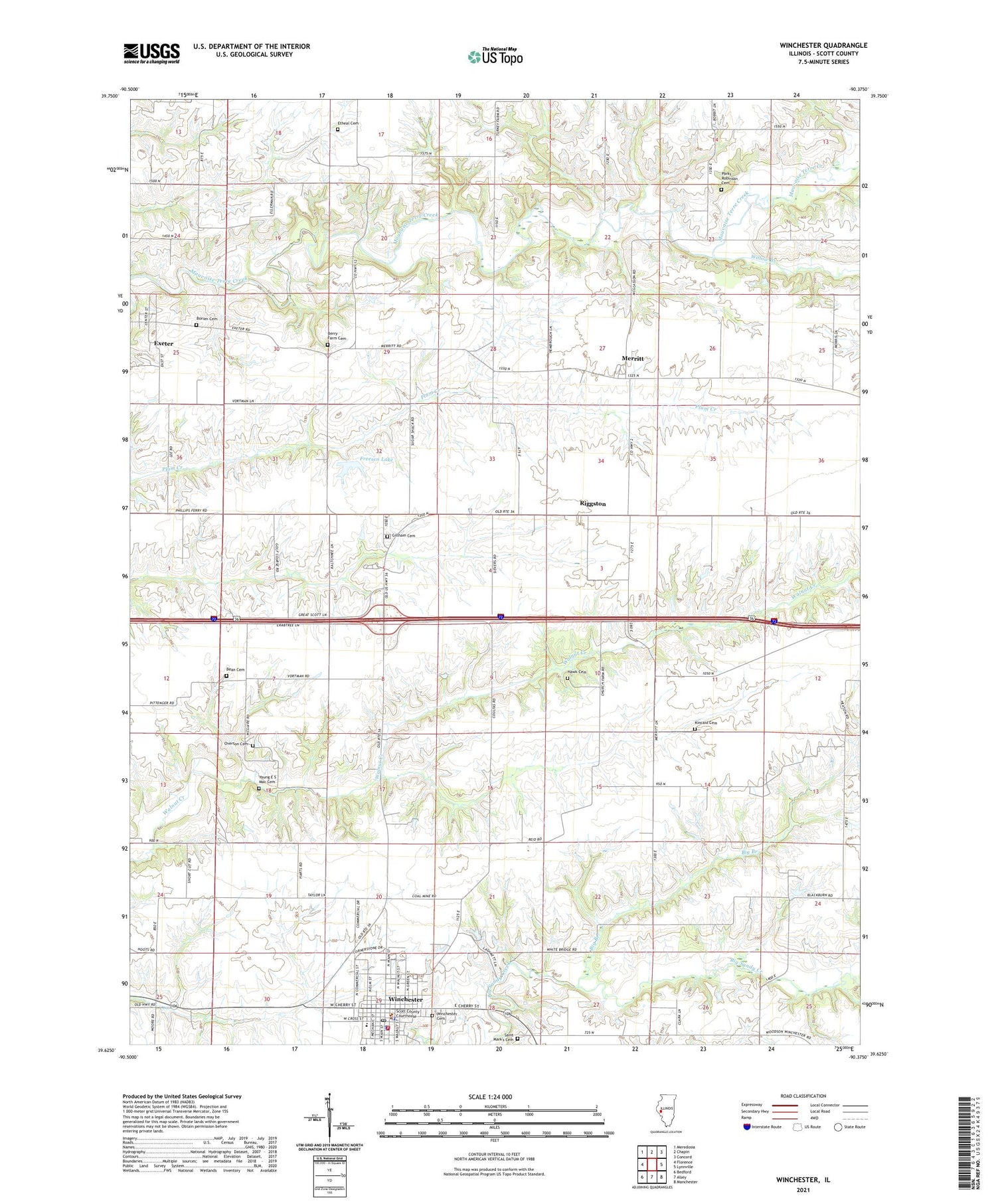 Winchester Illinois US Topo Map Image