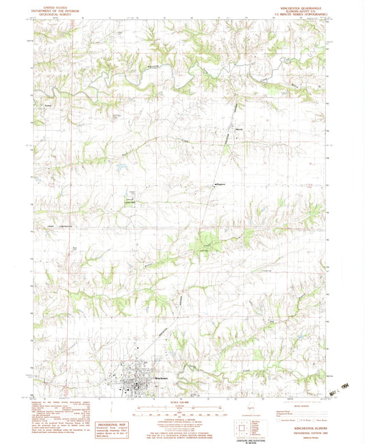 Classic USGS Winchester Illinois 7.5'x7.5' Topo Map Image