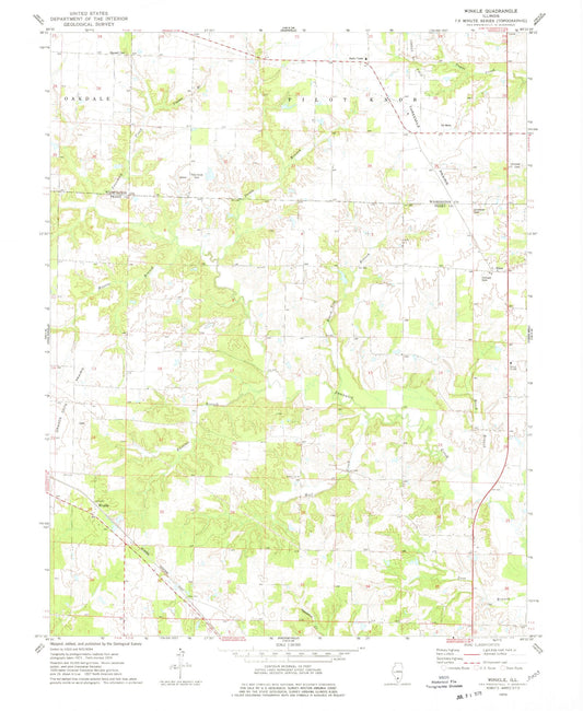 Classic USGS Winkle Illinois 7.5'x7.5' Topo Map Image