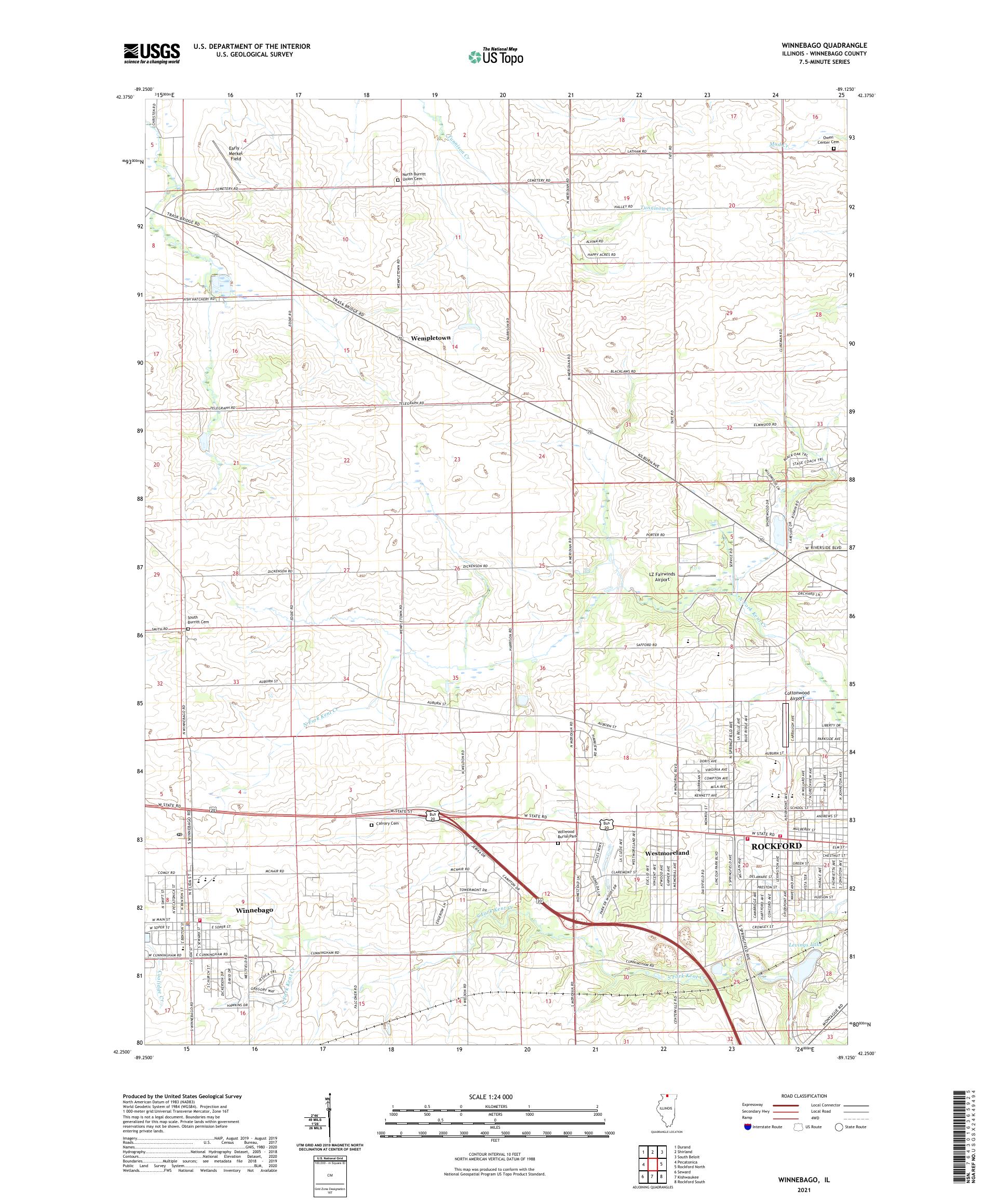 Winnebago Illinois US Topo Map – MyTopo Map Store