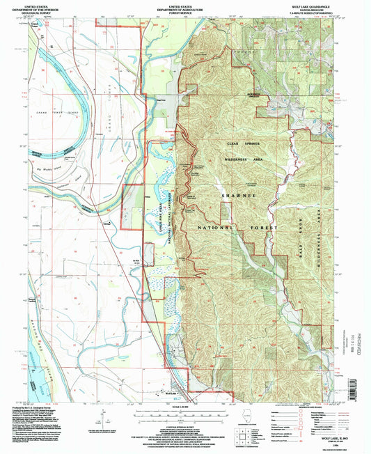 Classic USGS Wolf Lake Illinois 7.5'x7.5' Topo Map Image
