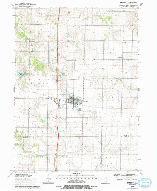Classic USGS Woodhull Illinois 7.5'x7.5' Topo Map Image