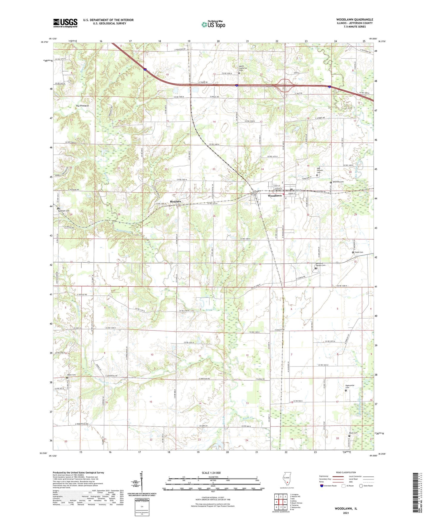Woodlawn Illinois US Topo Map Image