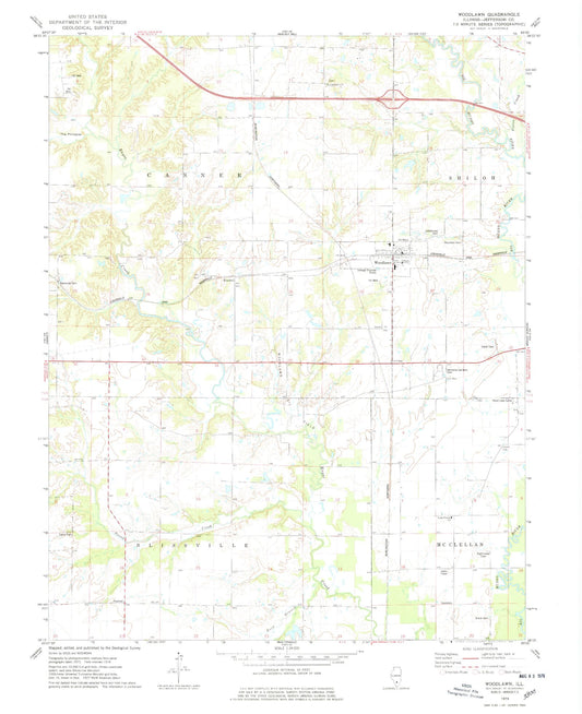 Classic USGS Woodlawn Illinois 7.5'x7.5' Topo Map Image