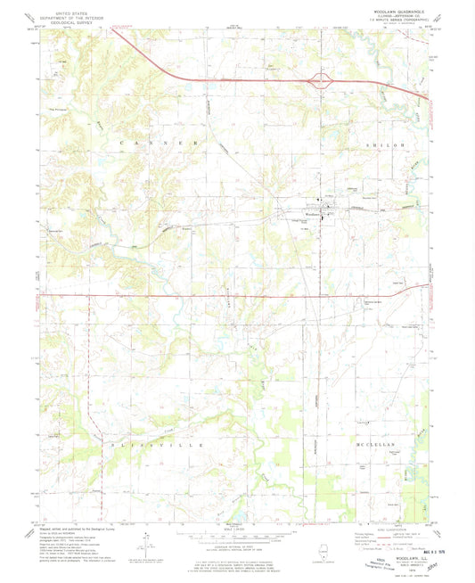 Classic USGS Woodlawn Illinois 7.5'x7.5' Topo Map Image